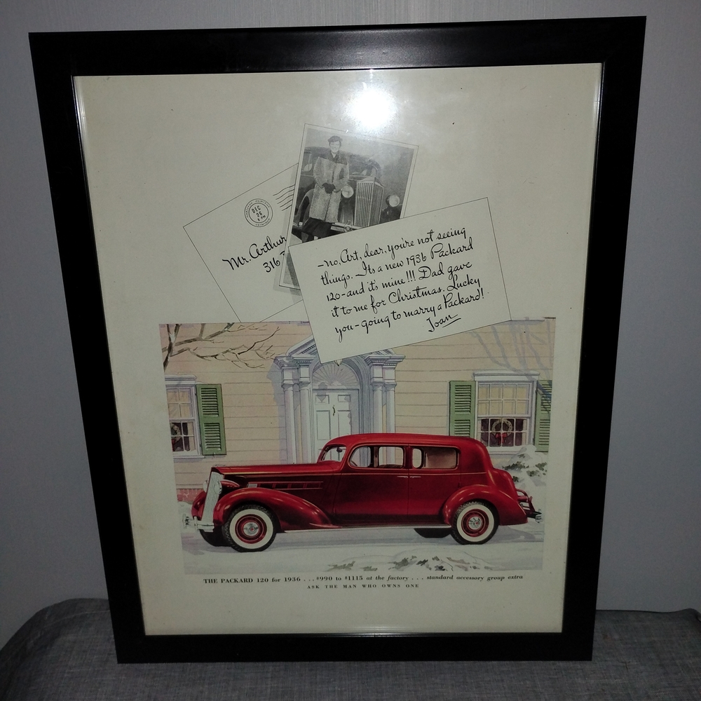 Classic Red Car Wall Art with Black Frame